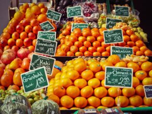 fruit stand, fruits, produce, harvest, organic, fresh produce, farmer's market, market stall, healthy, food, sale, vitamins, oranges, clementines, fresh fruits, sale, sale, sale, sale, sale
